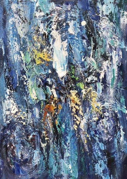Simple Modern Art Ideas, Blue Abstract Canvas Painting, Contemporary Acrylic Paintings, Modern Paintings for Living Room, Large Wall Art Paintings-LargePaintingArt.com