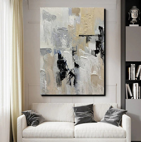 Heavy Texture Painting, Modern Abstract Painting, Simple Wall Art Ideas, Dining Room Abstract Painting, Acrylic Canvas Paintings-LargePaintingArt.com