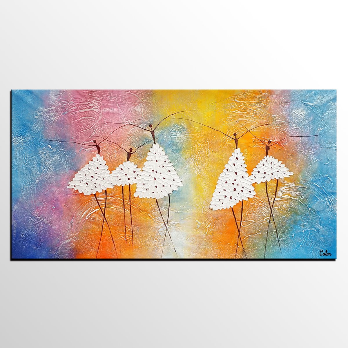 Modern Painting, Abstract Canvas Painting, Acrylic Canvas Painting, Ballet Dancer Painting, Wall Art Painting, Bedroom Canvas Paintings-LargePaintingArt.com