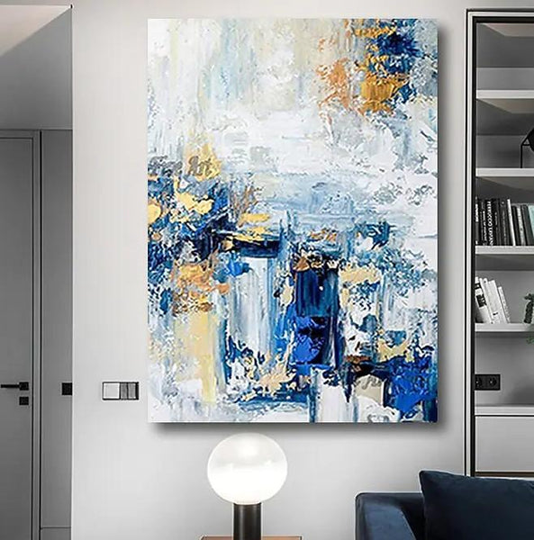 Modern Paintings for Living Room, Modern Abstract Art, Blue Abstract Acrylic Painting, Simple Modern Art-LargePaintingArt.com