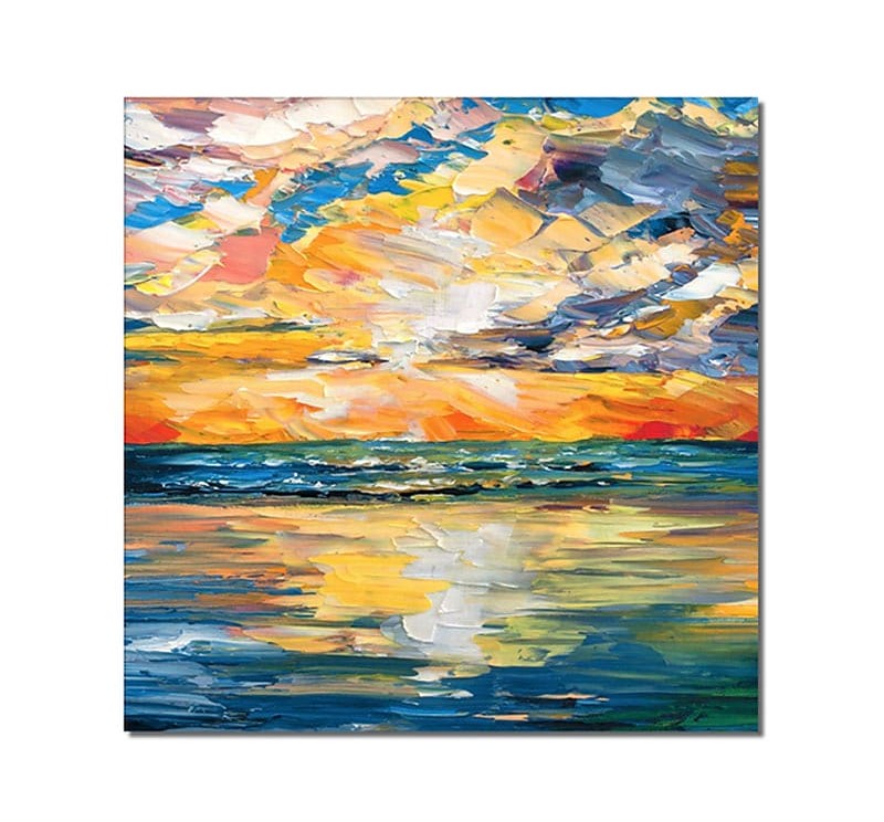 Hand Painted Canvas Painting, Simple Modern Art, Paintings for Living Room, Sunrise Painting, Simple Painting Ideas for Bedroom-LargePaintingArt.com