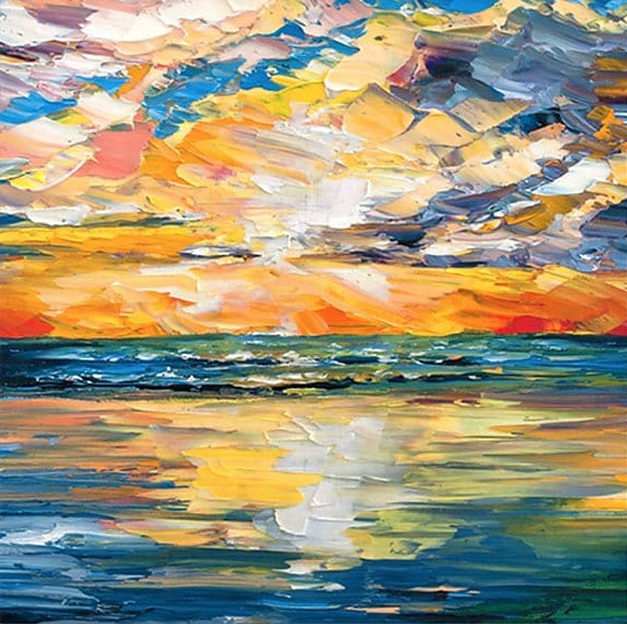 Hand Painted Canvas Painting, Simple Modern Art, Paintings for Living Room, Sunrise Painting, Simple Painting Ideas for Bedroom-LargePaintingArt.com