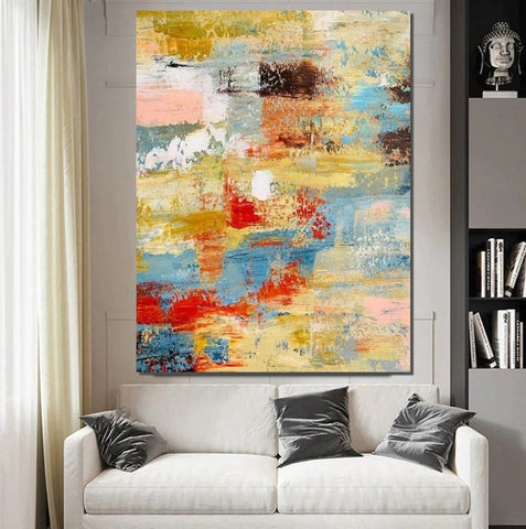 Contemporary Modern Art Paintings, Simple Modern Art, Living Room Wall Art Ideas, Palette Knife Paintings, Large Modern Art Ideas-LargePaintingArt.com