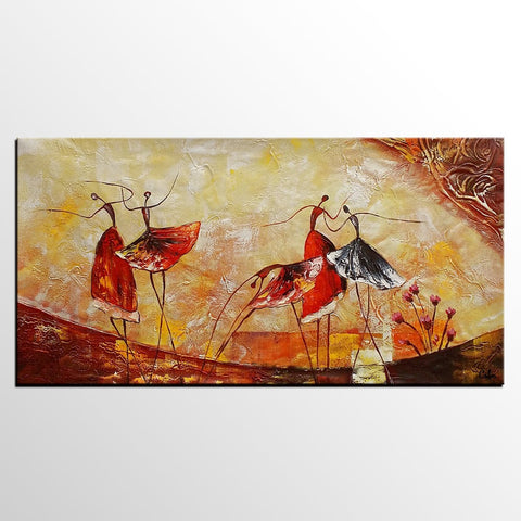 Simple Canvas Painting, Dining Room Wall Art Paintings, Buy Art Online, Abstract Acrylic Painting, Ballet Dancer Painting-LargePaintingArt.com