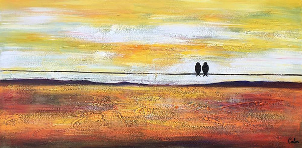 Bird Painting, Love Birds Painting, Abstract Canvas Painting, Buy Art Online, Canvas Painting for Bedroom, Simple Modern Art-LargePaintingArt.com