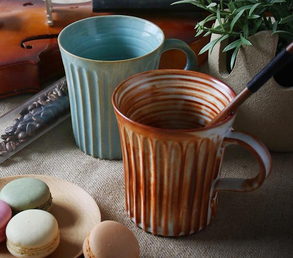 Cappuccino Coffee Mug, Handmade Pottery Coffee Cup, Large Capacity Coffee Cup, Large Tea Cup-LargePaintingArt.com