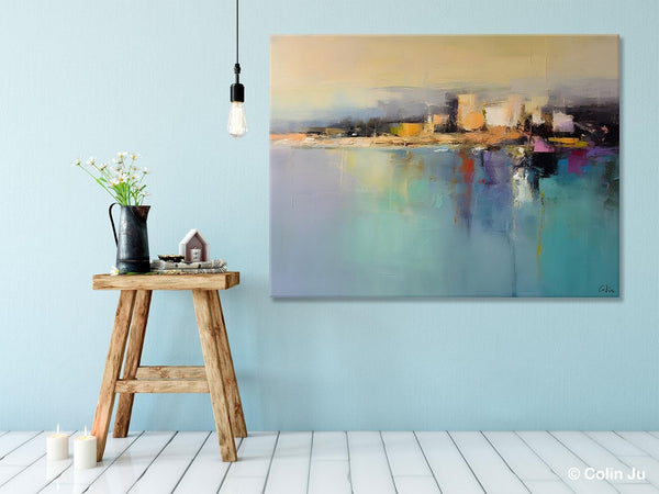 Abstract Landscape Paintings, Palette Knife Canvas Art, Extra Large Canvas Painting for Dining Room, Original Canvas Wall Art Paintings-LargePaintingArt.com