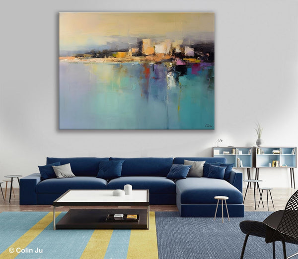 Abstract Landscape Paintings, Palette Knife Canvas Art, Extra Large Canvas Painting for Dining Room, Original Canvas Wall Art Paintings-LargePaintingArt.com