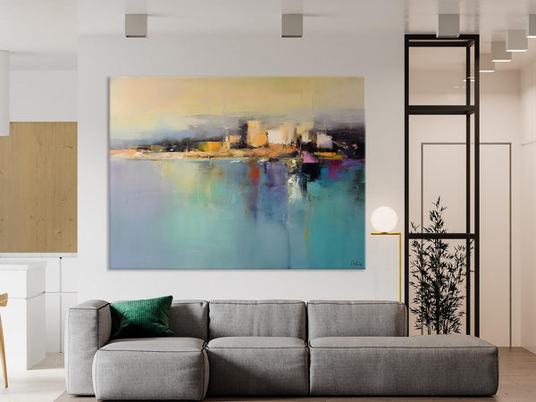 Abstract Landscape Paintings, Palette Knife Canvas Art, Extra Large Canvas Painting for Dining Room, Original Canvas Wall Art Paintings-LargePaintingArt.com