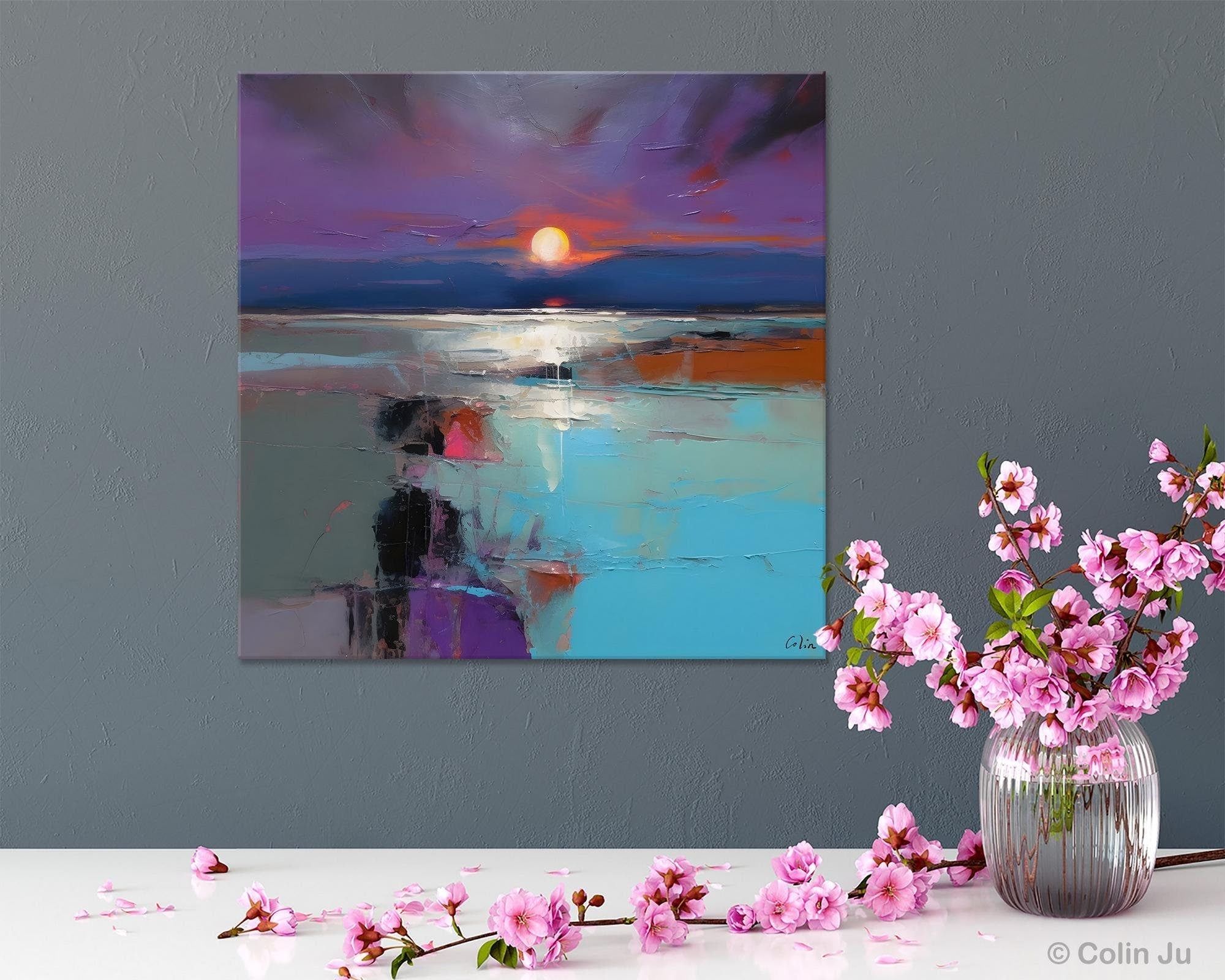 Original Canvas Wall Art Paintings, Modern Canvas Painting for Living Room, Acrylic Painting on Canvas, Landscape Abstract Paintings-LargePaintingArt.com