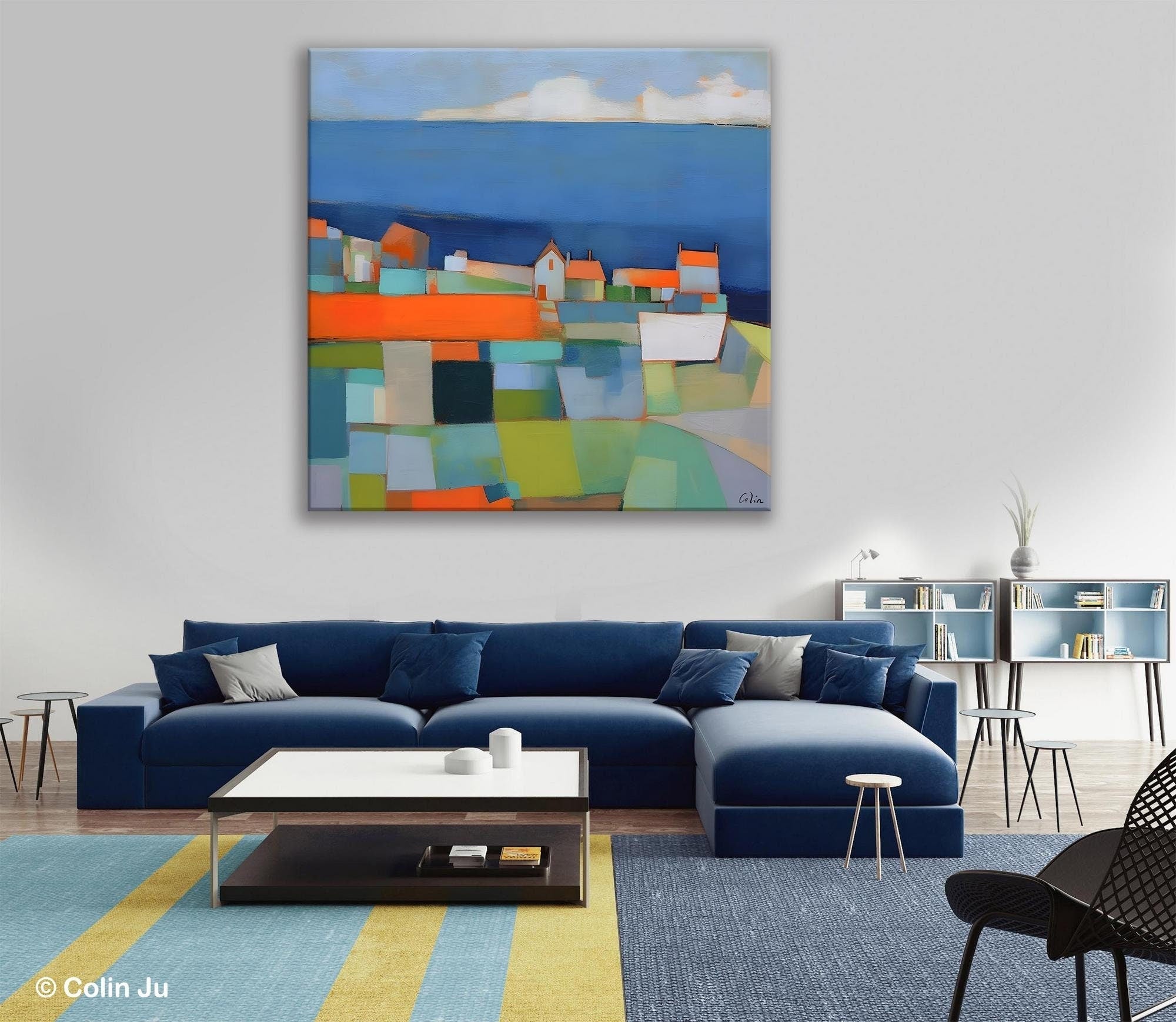 Landscape Canvas Paintings, Original Abstract Wall Art Paintings, Modern Wall Art Painting for Living Room, Acrylic Painting on Canvas-LargePaintingArt.com