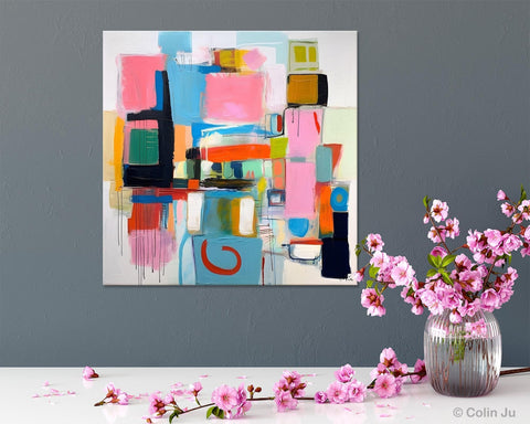Contemporary Canvas Art, Original Modern Wall Art, Modern Canvas Paintings, Modern Acrylic Artwork, Large Abstract Painting for Dining Room-LargePaintingArt.com