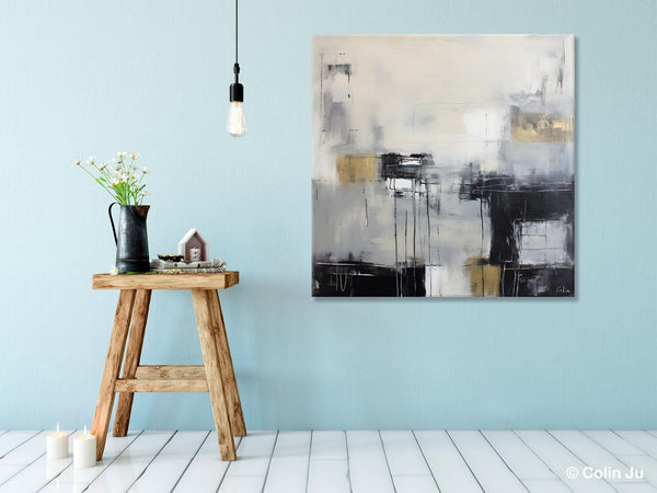 Modern Acrylic Artwork, Contemporary Canvas Artwork, Original Modern Wall Art, Black Canvas Paintings, Large Abstract Painting for Bedroom-LargePaintingArt.com
