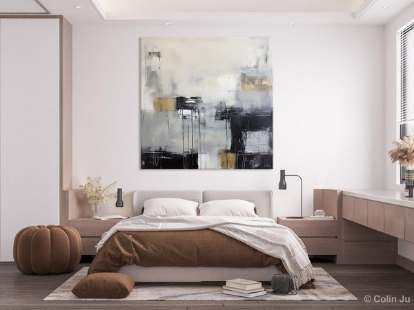 Modern Acrylic Artwork, Contemporary Canvas Artwork, Original Modern Wall Art, Black Canvas Paintings, Large Abstract Painting for Bedroom-LargePaintingArt.com
