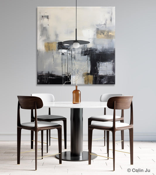 Modern Acrylic Artwork, Contemporary Canvas Artwork, Original Modern Wall Art, Black Canvas Paintings, Large Abstract Painting for Bedroom-LargePaintingArt.com