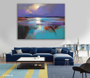 Abstract Landscape Painting on Canvas, Large Paintings for Bedroom, Oversized Contemporary Wall Art Paintings, Extra Large Original Artwork-LargePaintingArt.com