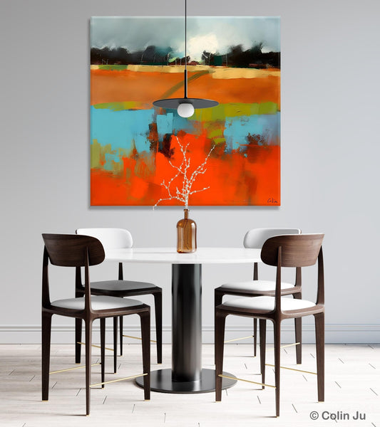 Original Abstract Wall Art, Landscape Acrylic Art, Landscape Canvas Art, Hand Painted Canvas Art, Large Abstract Painting for Living Room-LargePaintingArt.com