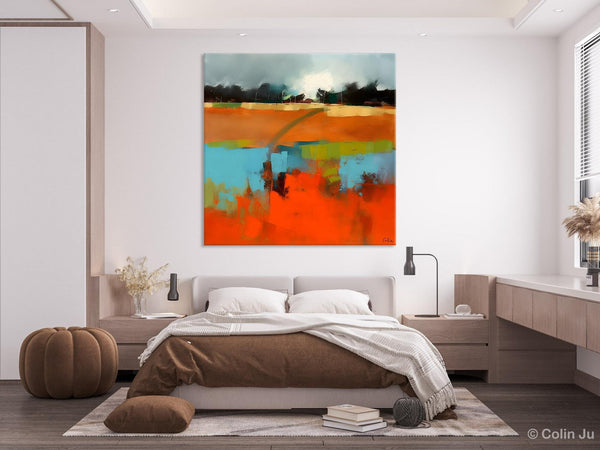 Original Abstract Wall Art, Landscape Acrylic Art, Landscape Canvas Art, Hand Painted Canvas Art, Large Abstract Painting for Living Room-LargePaintingArt.com