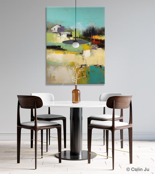 Landscape Canvas Paintings for Dining Room, Extra Large Modern Wall Art, Acrylic Painting on Canvas, Original Landscape Abstract Painting-LargePaintingArt.com