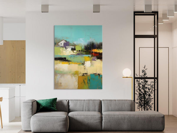 Landscape Canvas Paintings for Dining Room, Extra Large Modern Wall Art, Acrylic Painting on Canvas, Original Landscape Abstract Painting-LargePaintingArt.com