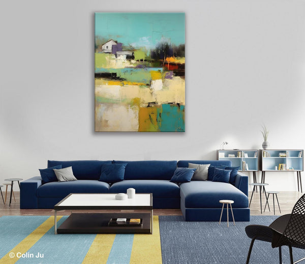 Landscape Canvas Paintings for Dining Room, Extra Large Modern Wall Art, Acrylic Painting on Canvas, Original Landscape Abstract Painting-LargePaintingArt.com