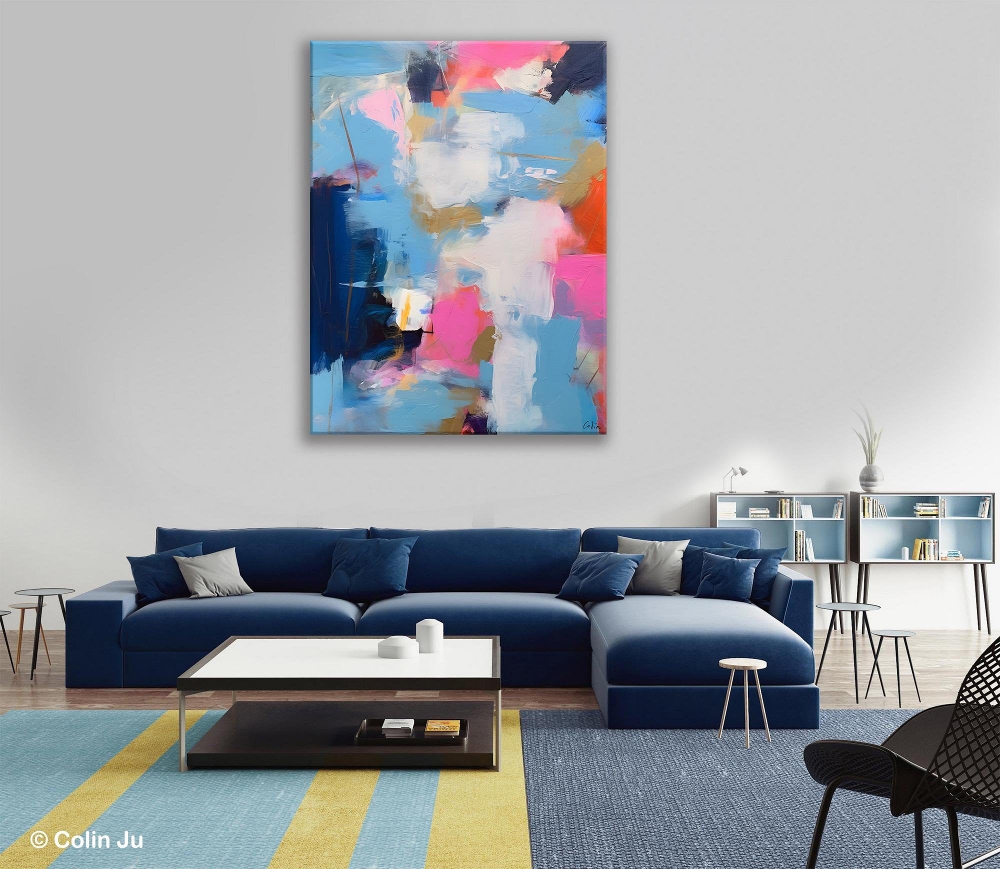 Oversized Modern Abstract Wall Paintings, Original Canvas Art, Contemporary Acrylic Painting on Canvas, Large Wall Art Painting for Bedroom-LargePaintingArt.com