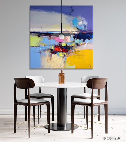 Modern Canvas Art Paintings, Palette Knife Abstract Painting, Original Modern Acrylic Artwork, Large Abstract Paintings for Dining Room-LargePaintingArt.com
