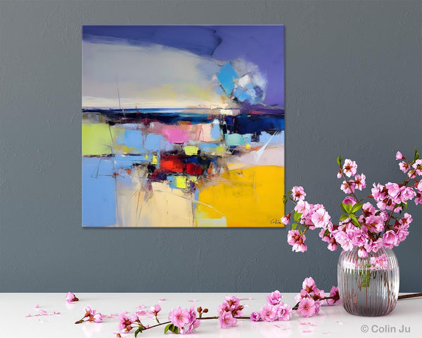 Modern Canvas Art Paintings, Palette Knife Abstract Painting, Original Modern Acrylic Artwork, Large Abstract Paintings for Dining Room-LargePaintingArt.com