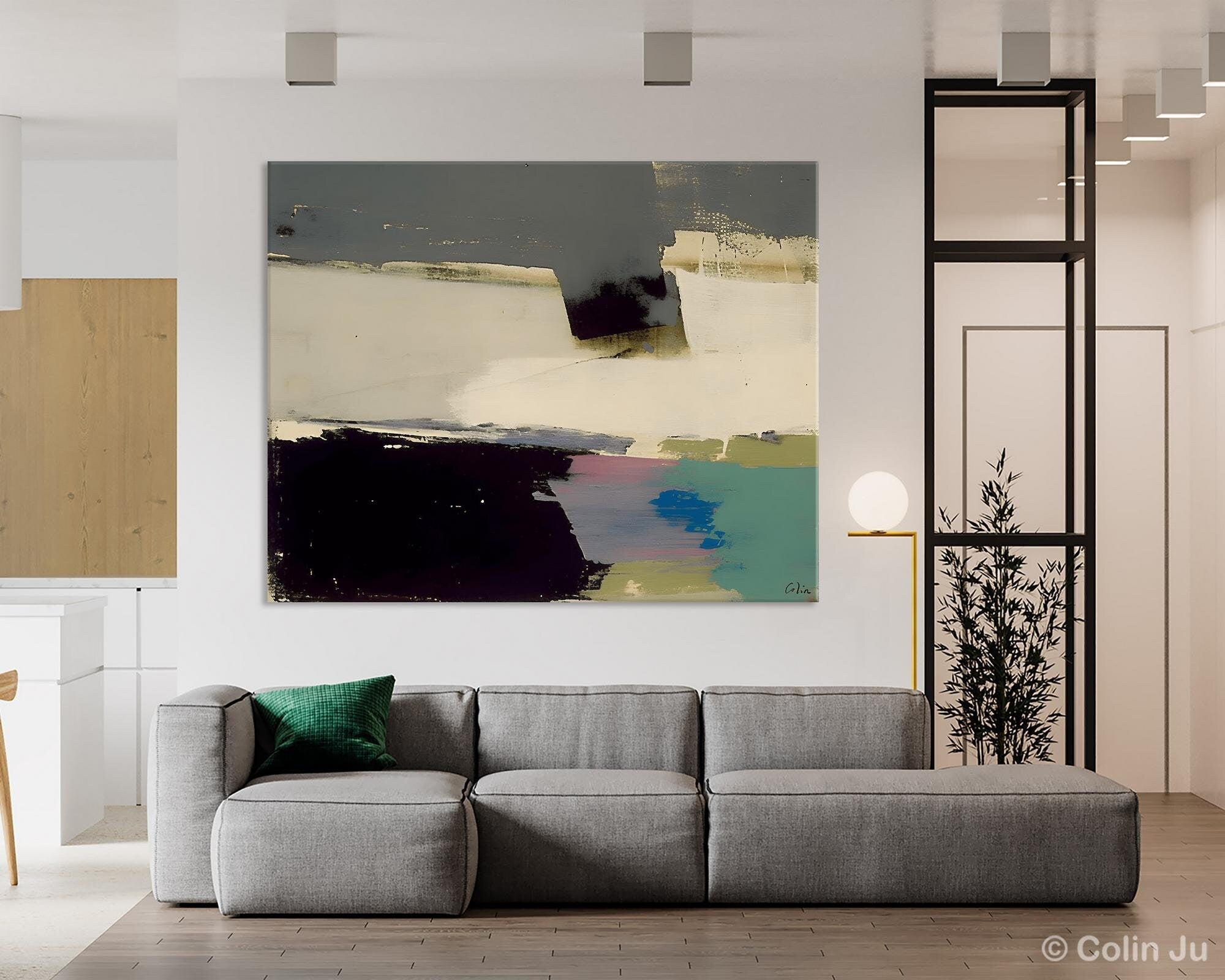 Abstract Landscape Paintings, Modern Wall Art for Living Room, Landscape Acrylic Paintings, Original Abstract Abstract Painting on Canvas-LargePaintingArt.com