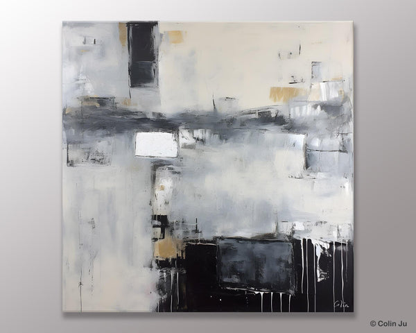 Abstract Canvas Art for Living Room, Original Modern Acrylic Art, Modern Canvas Paintings, Extra Large Abstract Paintings for Dining Room-LargePaintingArt.com