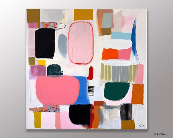 Geometric Modern Acrylic Art, Modern Original Abstract Art, Large Wall Art for Bedroom, Canvas Paintings for Sale, Contemporary Canvas Art-LargePaintingArt.com