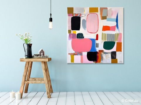 Geometric Modern Acrylic Art, Modern Original Abstract Art, Large Wall Art for Bedroom, Canvas Paintings for Sale, Contemporary Canvas Art-LargePaintingArt.com