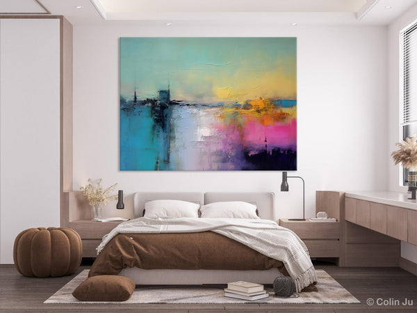 Hand Painted Original Canvas Wall Art, Abstract Landscape Paintings for Bedroom, Modern Landscape Artwork, Contemporary Acrylic Paintings-LargePaintingArt.com
