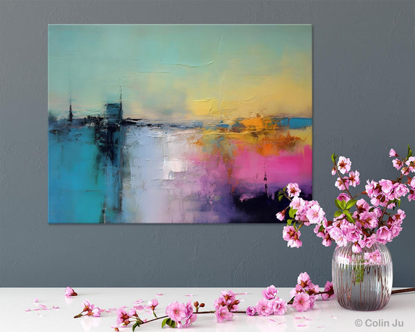 Hand Painted Original Canvas Wall Art, Abstract Landscape Paintings for Bedroom, Modern Landscape Artwork, Contemporary Acrylic Paintings-LargePaintingArt.com