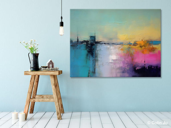 Hand Painted Original Canvas Wall Art, Abstract Landscape Paintings for Bedroom, Modern Landscape Artwork, Contemporary Acrylic Paintings-LargePaintingArt.com