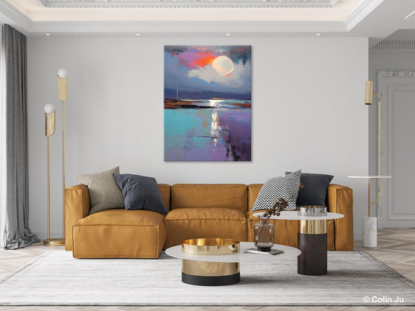 Abstract Landscape Painting for Bedroom, Oversized Canvas Wall Art Paintings, Original Modern Artwork, Contemporary Acrylic Art on Canvas-LargePaintingArt.com