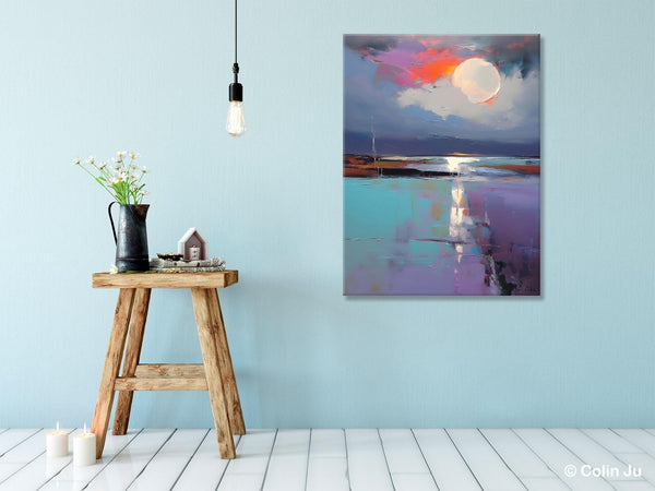 Abstract Landscape Painting for Bedroom, Oversized Canvas Wall Art Paintings, Original Modern Artwork, Contemporary Acrylic Art on Canvas-LargePaintingArt.com