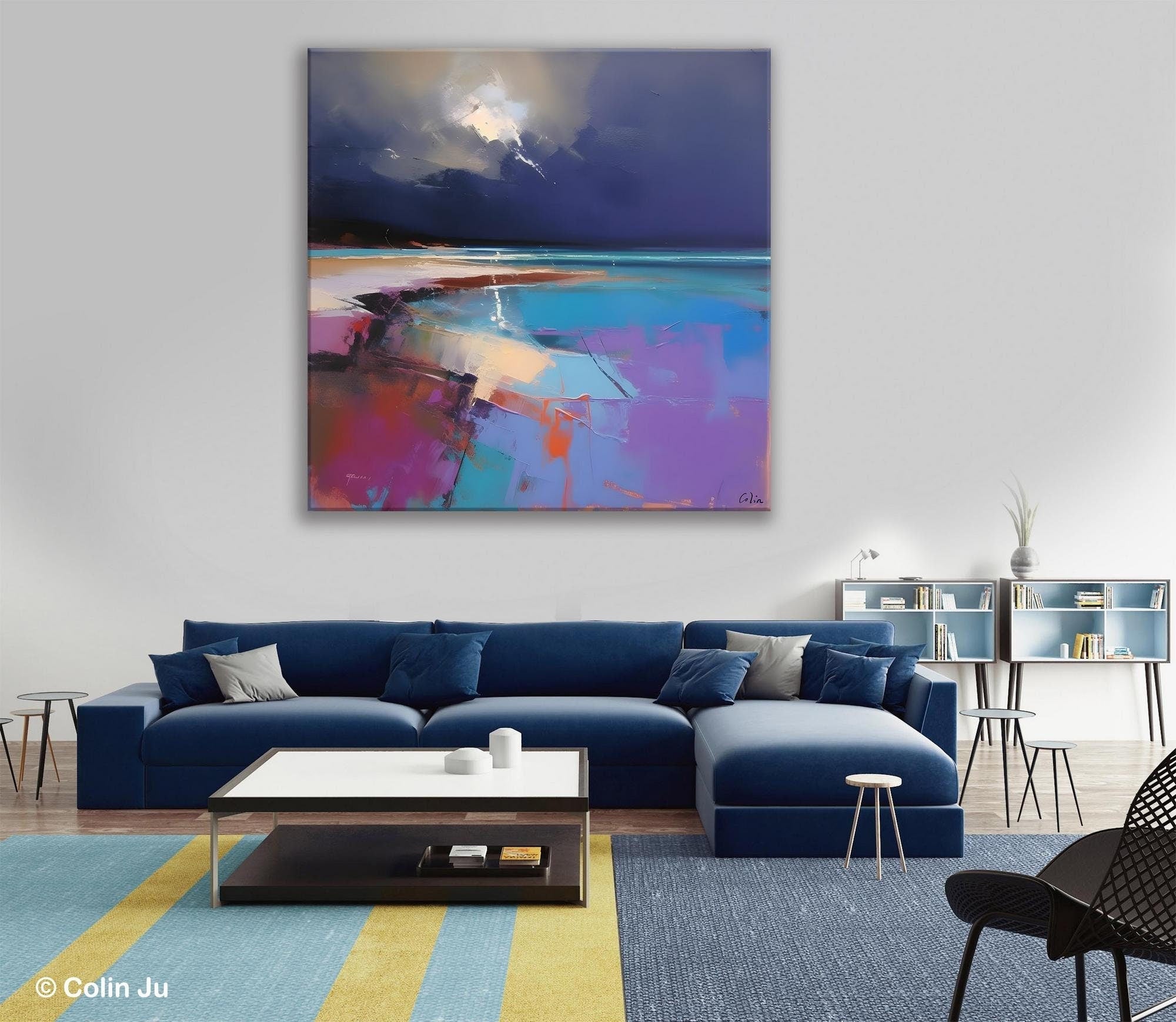 Landscape Canvas Paintings, Hand Painted Canvas Art, Landscape Acrylic Art, Original Abstract Art, Large Landscape Paintings for Living Room-LargePaintingArt.com