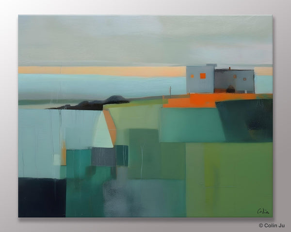 Large Original Canvas Wall Art, Contemporary Landscape Paintings, Extra Large Acrylic Painting for Dining Room, Abstract Painting on Canvas-LargePaintingArt.com