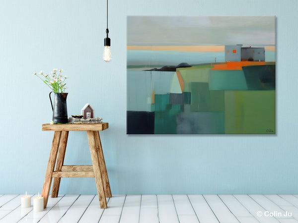 Large Original Canvas Wall Art, Contemporary Landscape Paintings, Extra Large Acrylic Painting for Dining Room, Abstract Painting on Canvas-LargePaintingArt.com