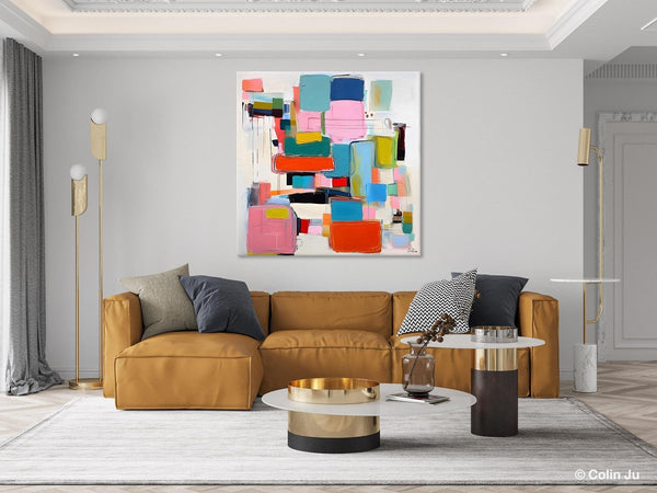 Original Abstract Wall Art, Geometric Modern Acrylic Art, Large Abstract Art for Bedroom, Modern Canvas Paintings, Contemporary Canvas Art-LargePaintingArt.com