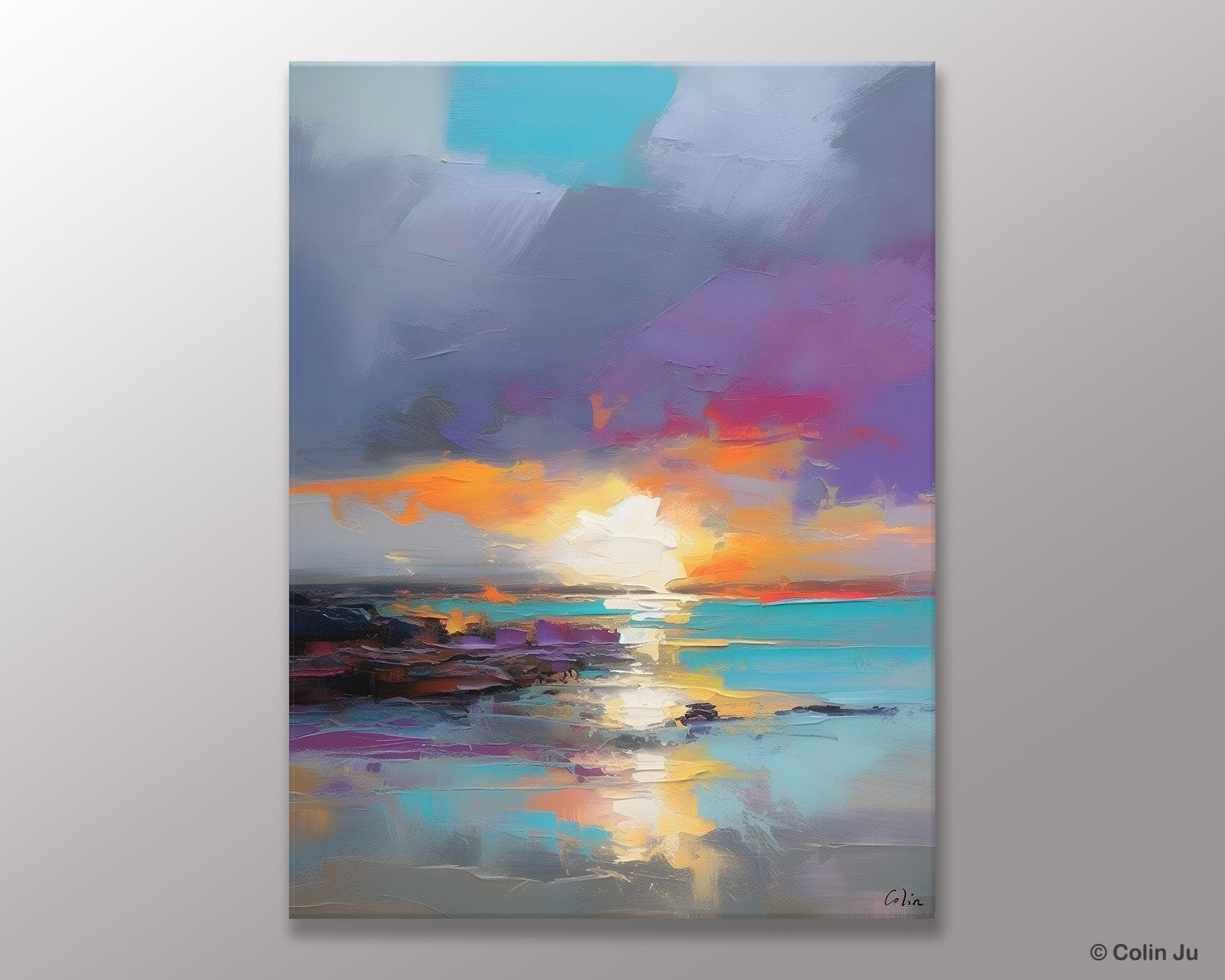 Landscape Paintings for Living Room, Extra Large Modern Wall Art Paintings, Acrylic Painting on Canvas, Original Landscape Abstract Painting-LargePaintingArt.com
