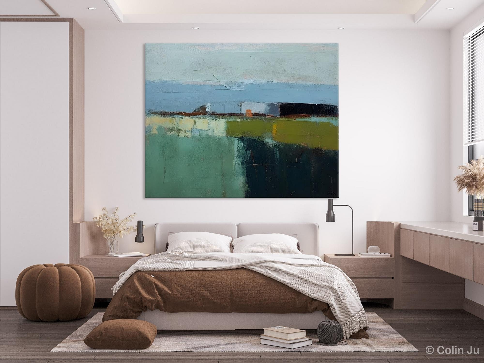 Landscape Acrylic Paintings, Landscape Abstract Painting, Modern Wall Art for Living Room, Original Abstract Art, Acrylic Painting on Canvas-LargePaintingArt.com