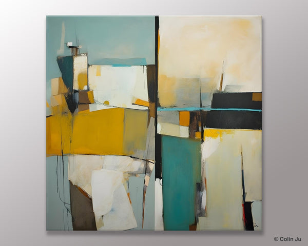 Abstract Painting for Bedroom, Original Modern Wall Art Paintings, Geometric Modern Acrylic Paintings, Oversized Contemporary Canvas Art-LargePaintingArt.com