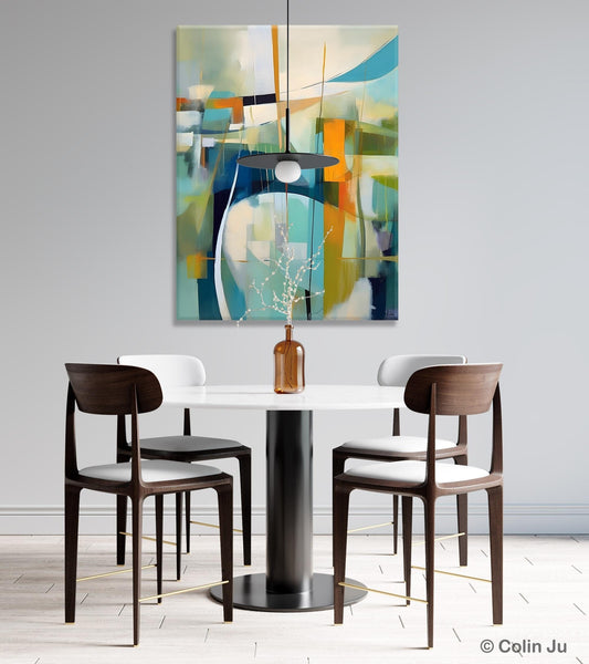 Large Geometric Abstract Painting, Acrylic Painting on Canvas, Landscape Canvas Paintings for Bedroom, Original Landscape Abstract Painting-LargePaintingArt.com