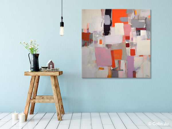 Modern Acrylic Artwork, Original Modern Paintings, Contemporary Canvas Art, Heavy Texture Canvas Art, Large Abstract Painting for Bedroom-LargePaintingArt.com