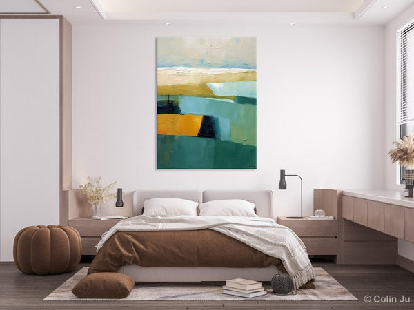 Large Geometric Abstract Painting, Landscape Canvas Paintings for Bedroom, Acrylic Painting on Canvas, Original Landscape Abstract Painting-LargePaintingArt.com