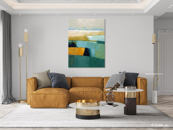 Large Geometric Abstract Painting, Landscape Canvas Paintings for Bedroom, Acrylic Painting on Canvas, Original Landscape Abstract Painting-LargePaintingArt.com