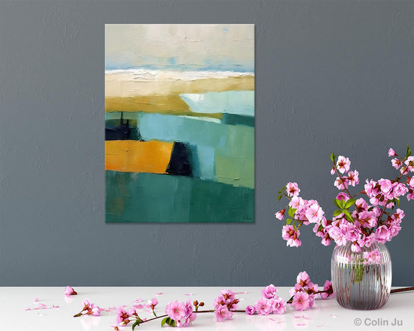 Large Geometric Abstract Painting, Landscape Canvas Paintings for Bedroom, Acrylic Painting on Canvas, Original Landscape Abstract Painting-LargePaintingArt.com