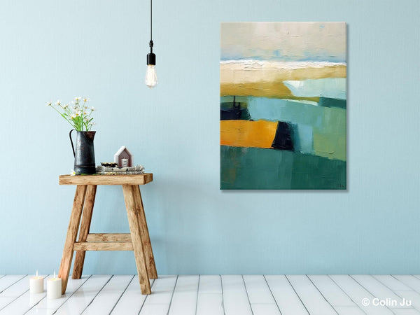 Large Geometric Abstract Painting, Landscape Canvas Paintings for Bedroom, Acrylic Painting on Canvas, Original Landscape Abstract Painting-LargePaintingArt.com